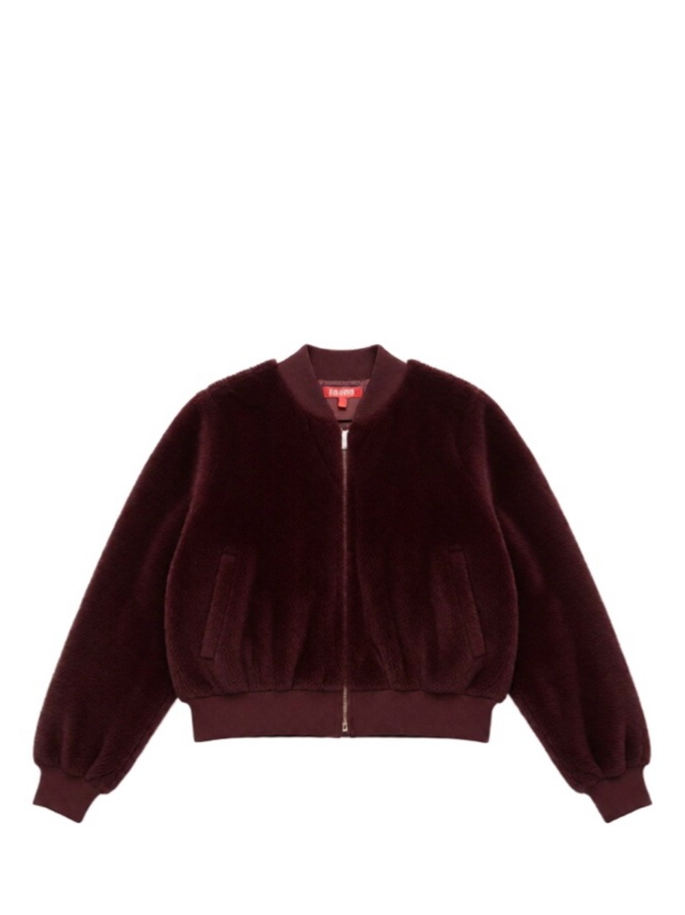 LOVE 3 Faux Fur Bomber Jacket in Deep Burgundy